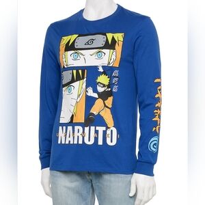 Men's Naruto Grid Long Sleeve Graphic Tee.